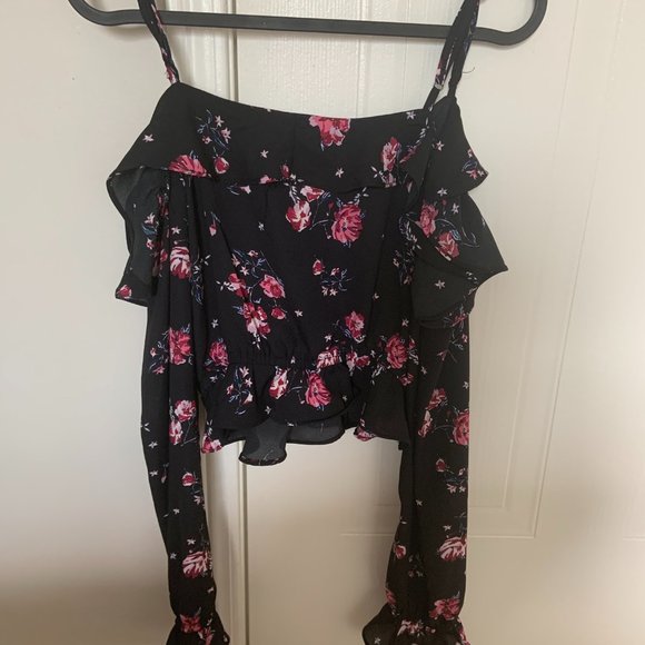 Floral Off-Shoulder Ruffled Long Sleeve Top - Picture 3 of 5